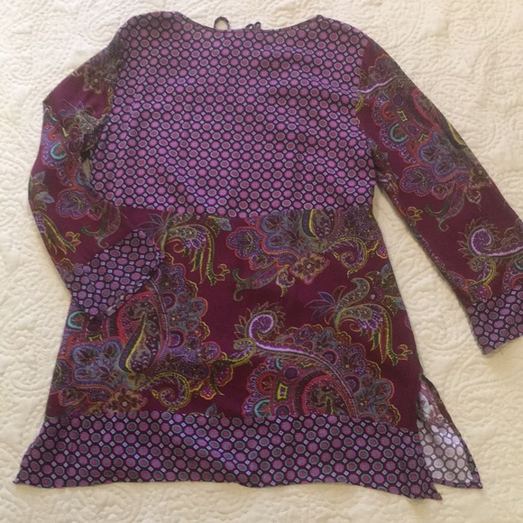 Olive Hill Mixed Print Purple Paisley Relaxed Tunic Top size Medium - Picture 4 of 15